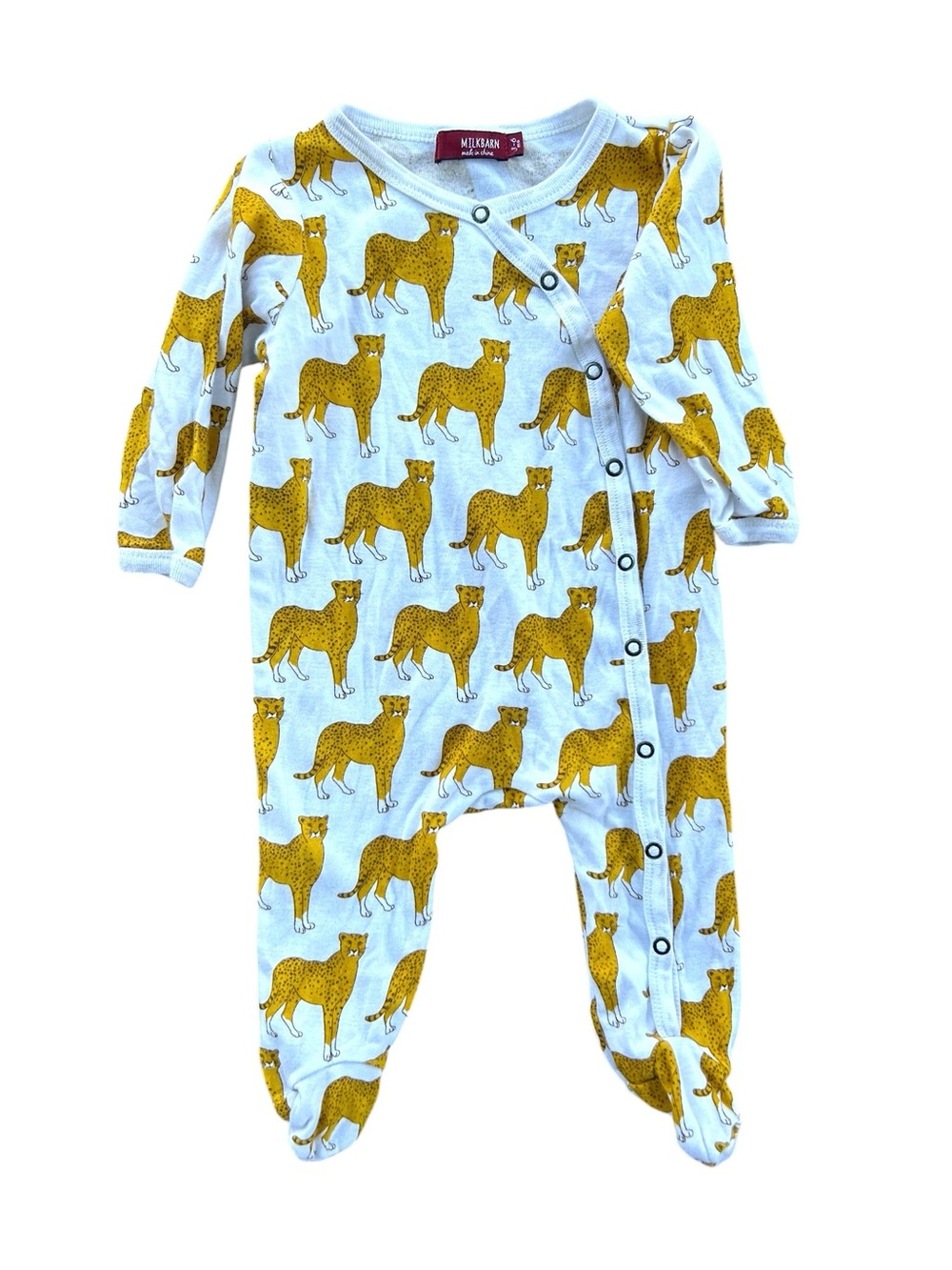Milkbarn Cheetah Print Baby‎ One-Piece Footie Sleeper Pajamas 3-6 Months